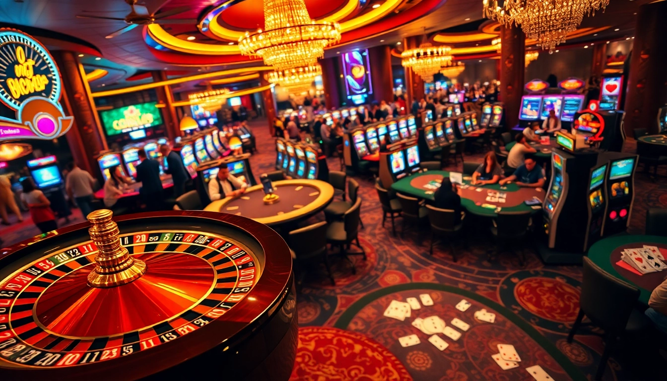 Experience the thrill of gambling at new88 com with vibrant casino tables and players enjoying blackjack and roulette.